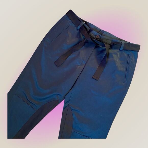 Dries Van Noten Women Cotton Navy Blue Black Tie Cuff Pants Size FR 40 US 8 NEW - Picture 14 of 14